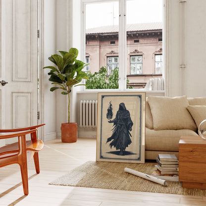 Mystical Wizard with Flame Poster