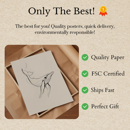 Dancing Whale Line Art Poster