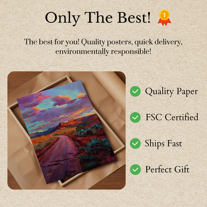 Krajinný plakát Pouštní silnice za soumraku