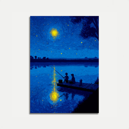 Nattens Fiskeri Stjerneklare Refleksioner Plakat