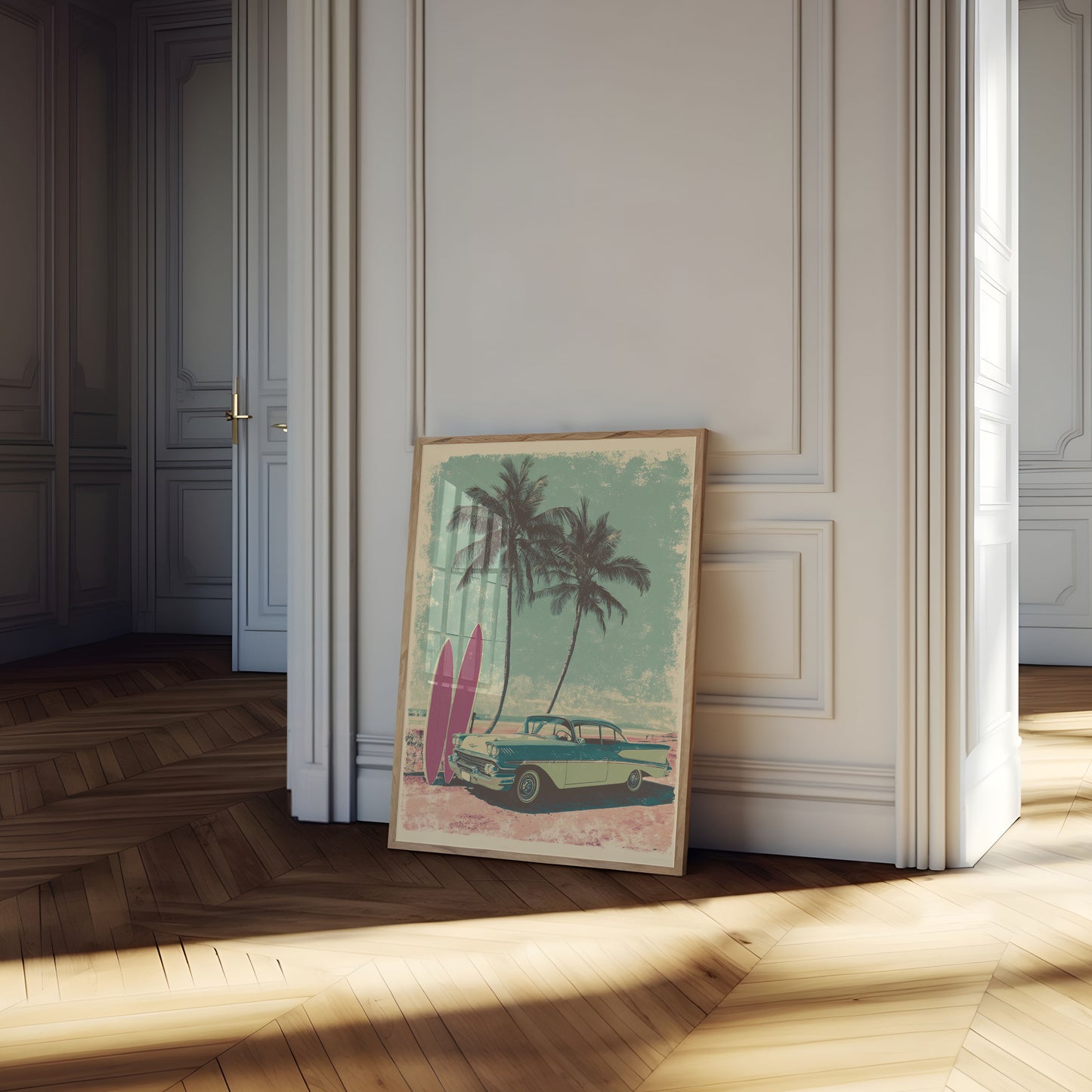Retro Surfing Beach Paradise Poster