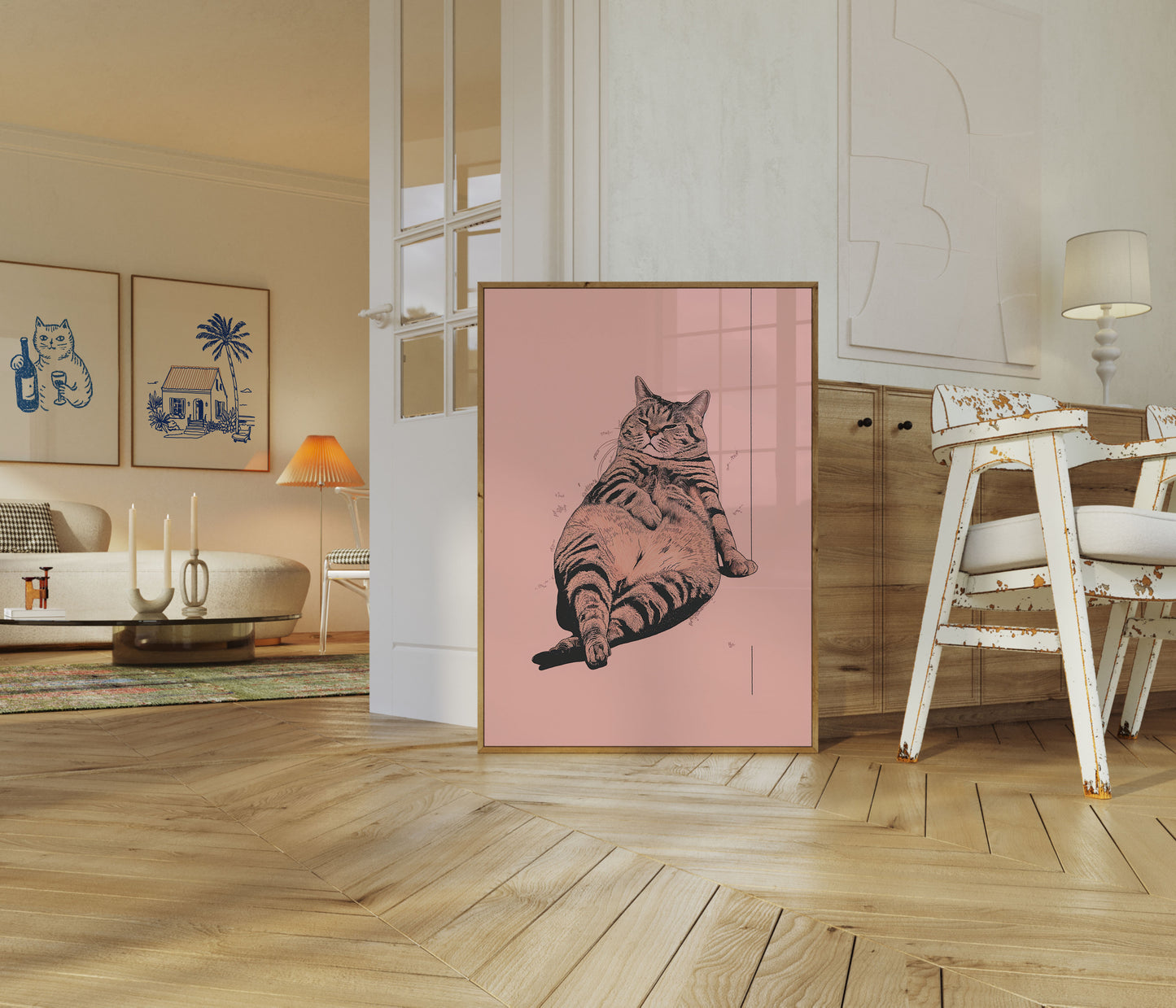 Chubby Contented Cat Poster