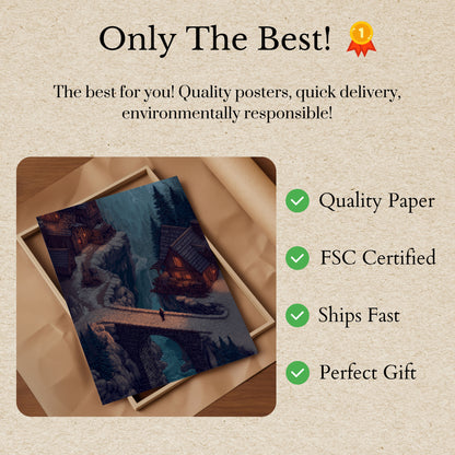 Mountain Village Fantasy Poster