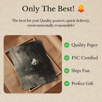 Misty Panda Bamboo Forest Poster