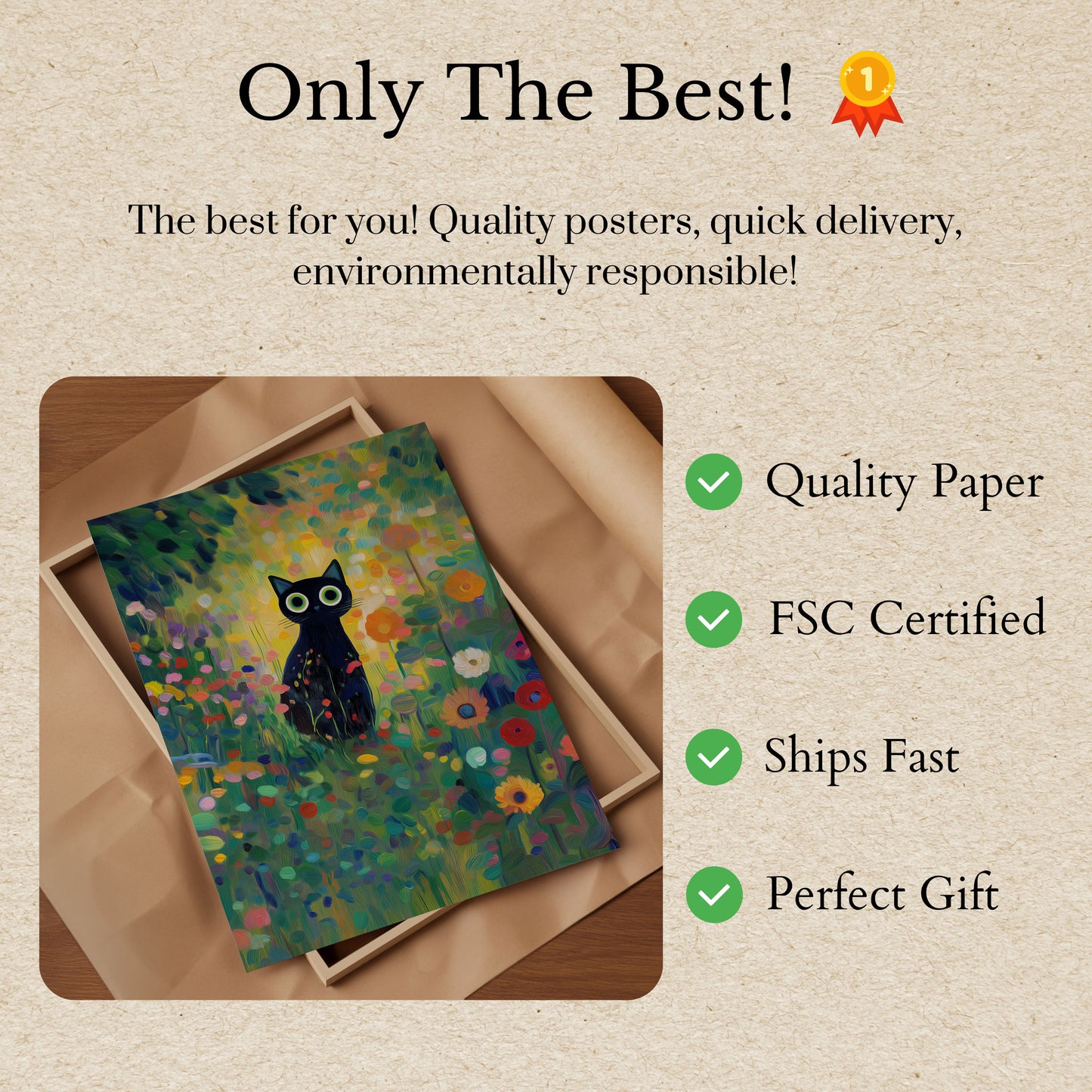 Magical Black Cat Garden Poster