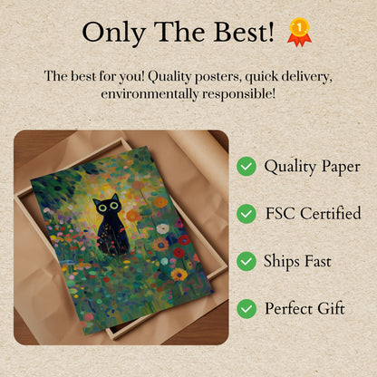 Magical Black Cat Garden Poster