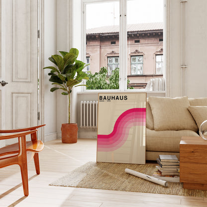Bauhaus Pink Wave Design Poster