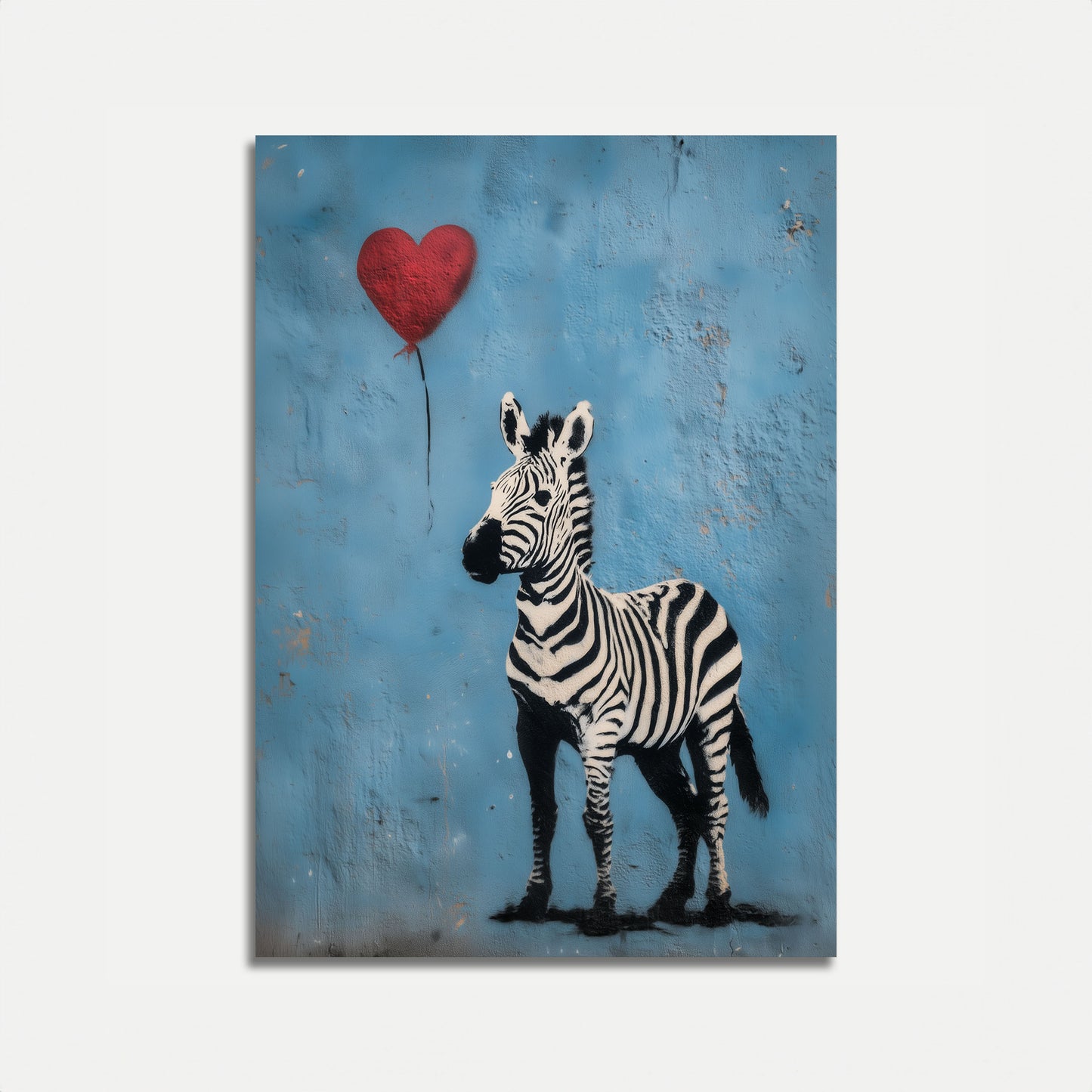 Zebra Love Heart Balloon Poster