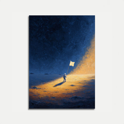 Astronaut planterar flagga på månen affisch