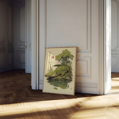 Póster de la orilla del río Serene Crocodile