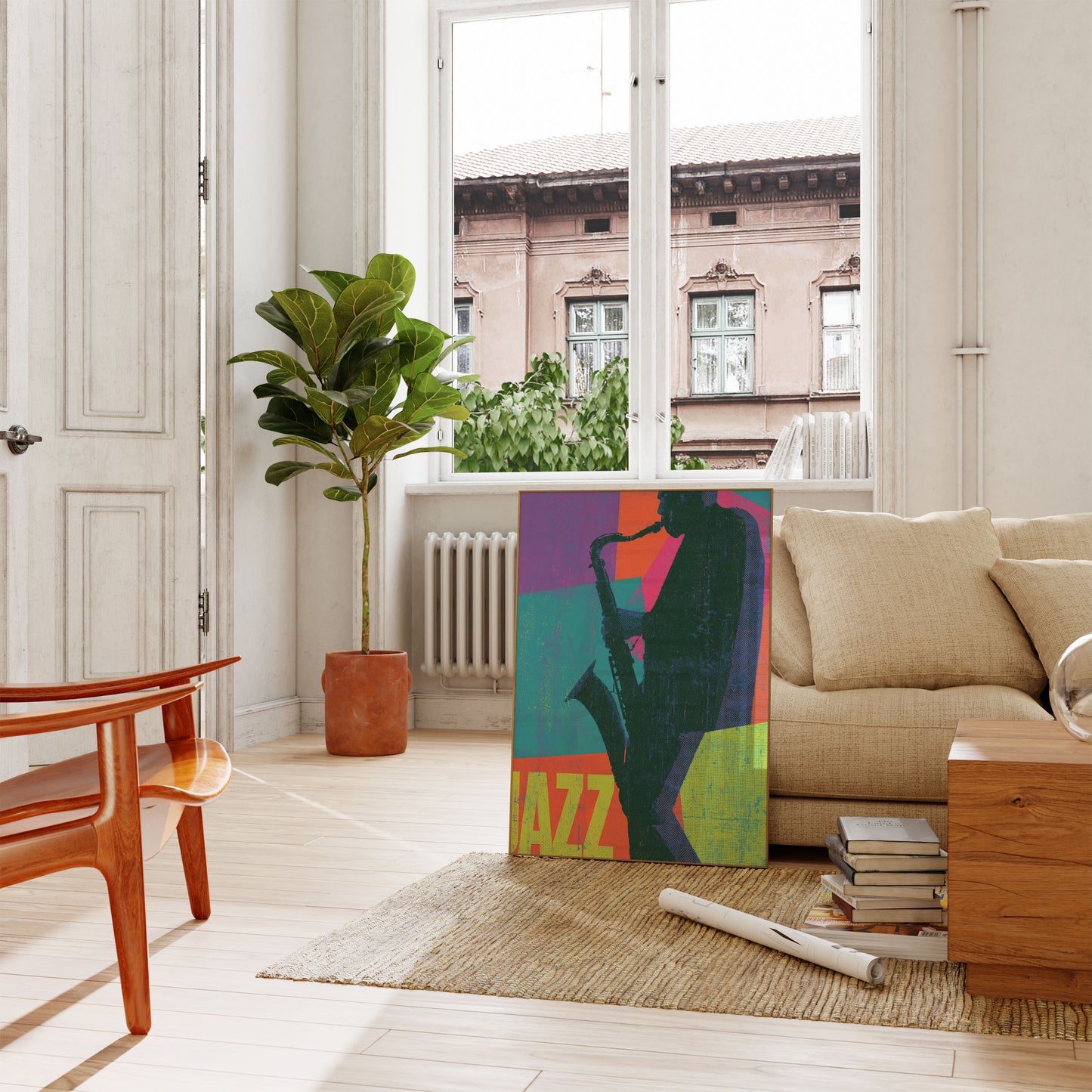 Jazzsaksofonist pop-kunst plakat