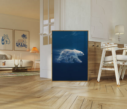 Póster de movimiento del oso polar en el Ártico