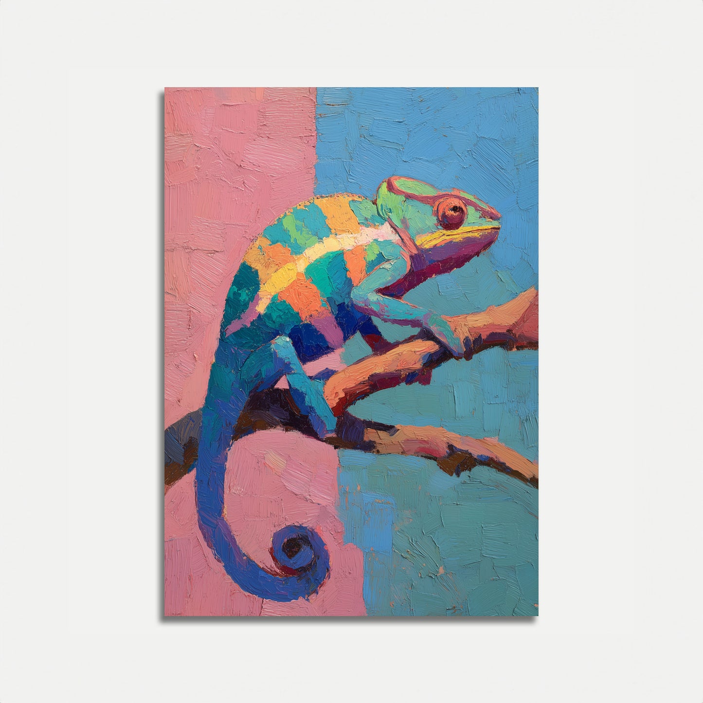 Affiche Caméléon Coloré sur une Branche