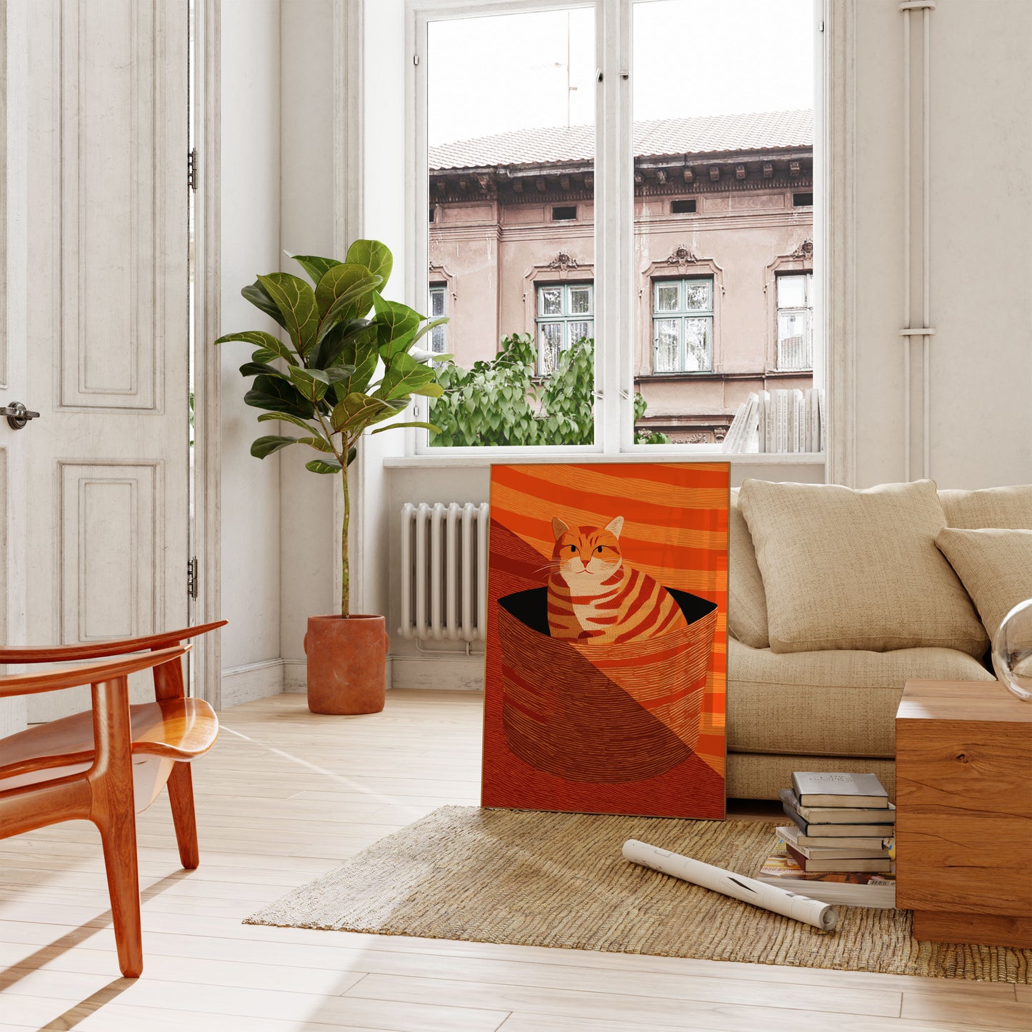 Ingwer-Katze in einer Box Poster