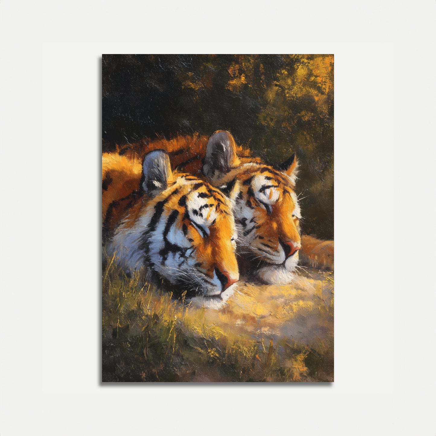 Twee Tijgers in Gouden Licht Poster