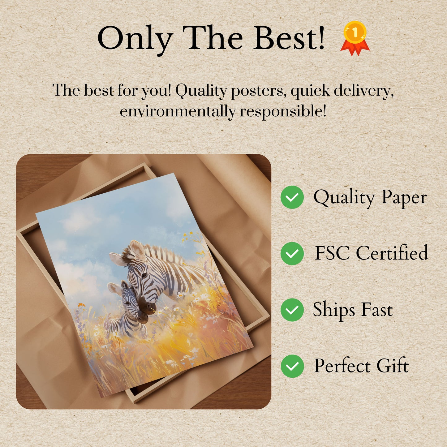 Zebra Family Meadow Poster