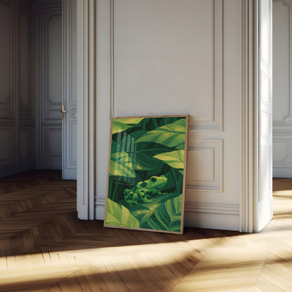 Green Tree Frog in Jungle Poster