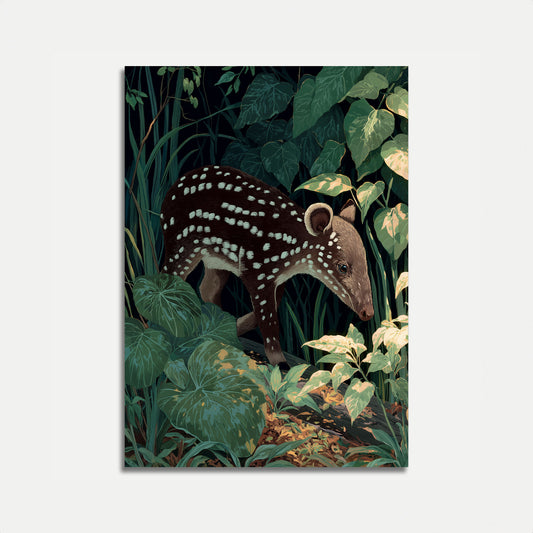 Plakát s mramorovaným jelenem v bujném lese