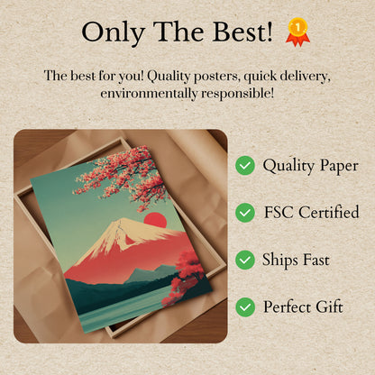Fuji Cherry Blossom Landscape Poster