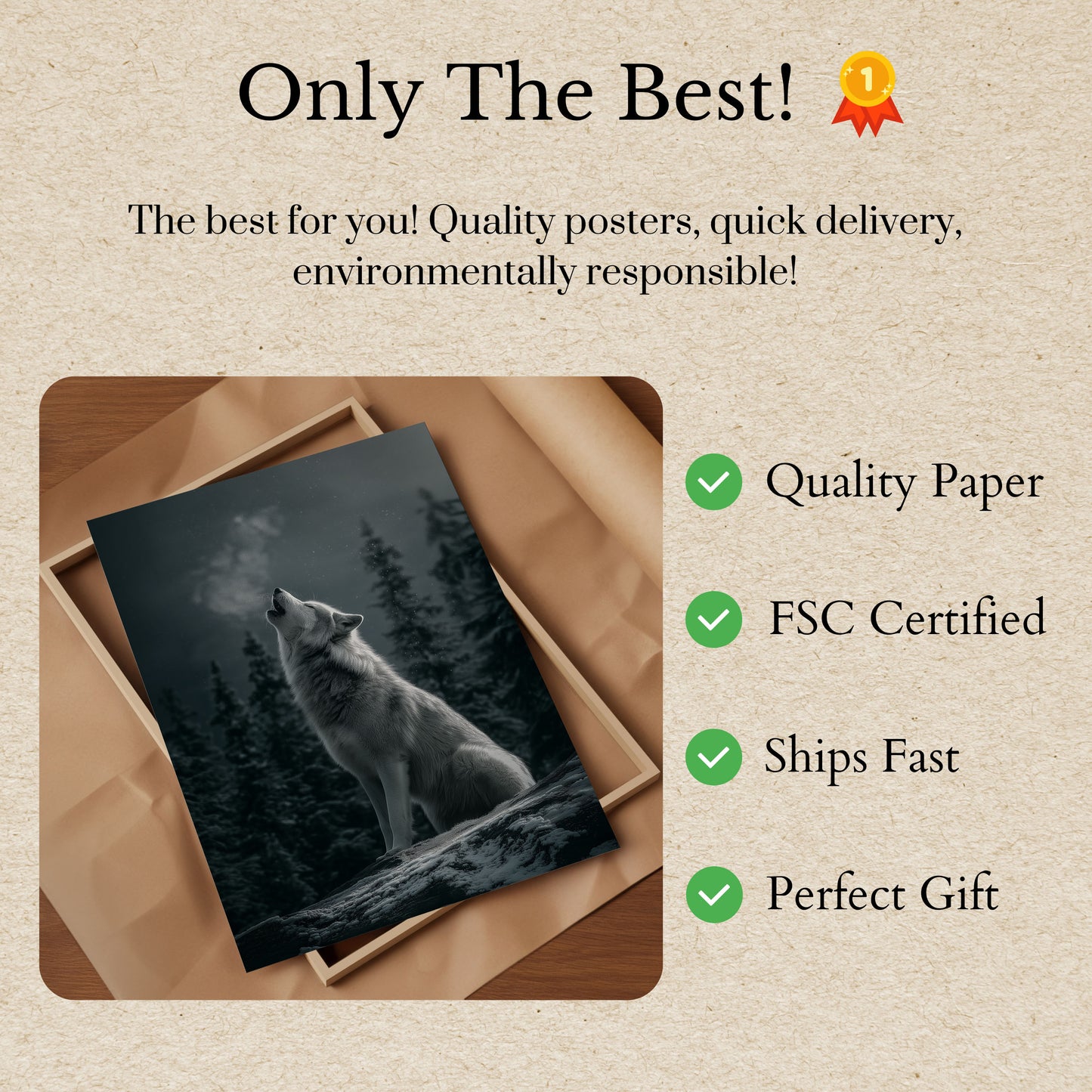 Moonlit Wolf Wilderness Poster