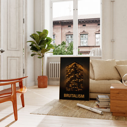 Brutalist Tower Night Poster