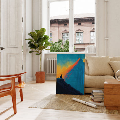 Cat Watching Volcano Erupt Poster