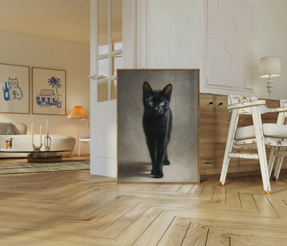 Emerald Gaze Black Cat Poster