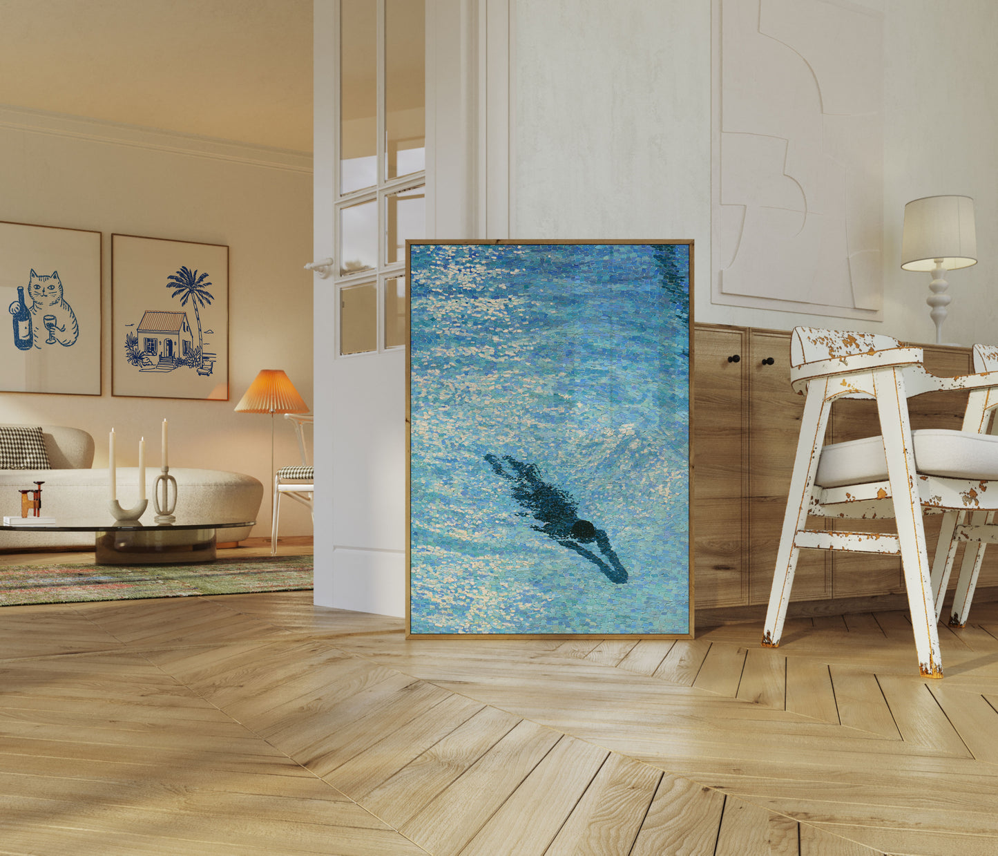Swimming Whale Ocean Poster