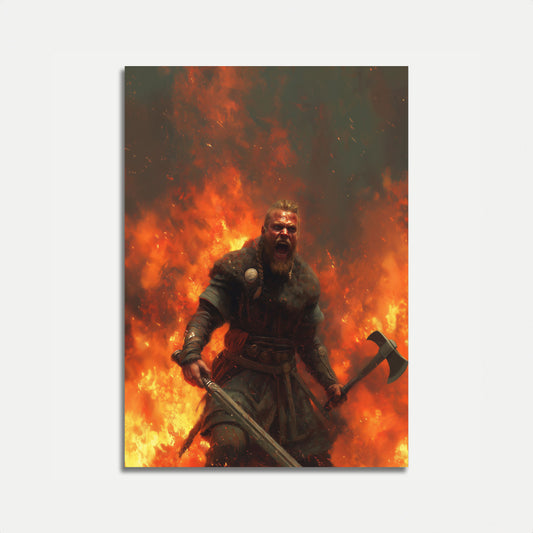 Raging Viking Fire Warrior Poster