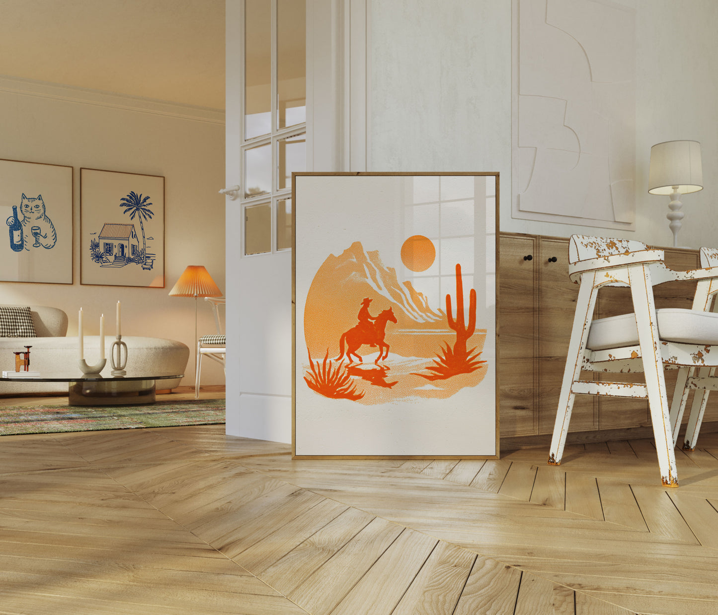 Desert Cowboy Sunset Poster