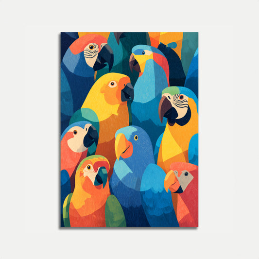 Affiche Troupeau de Perroquets Colorés