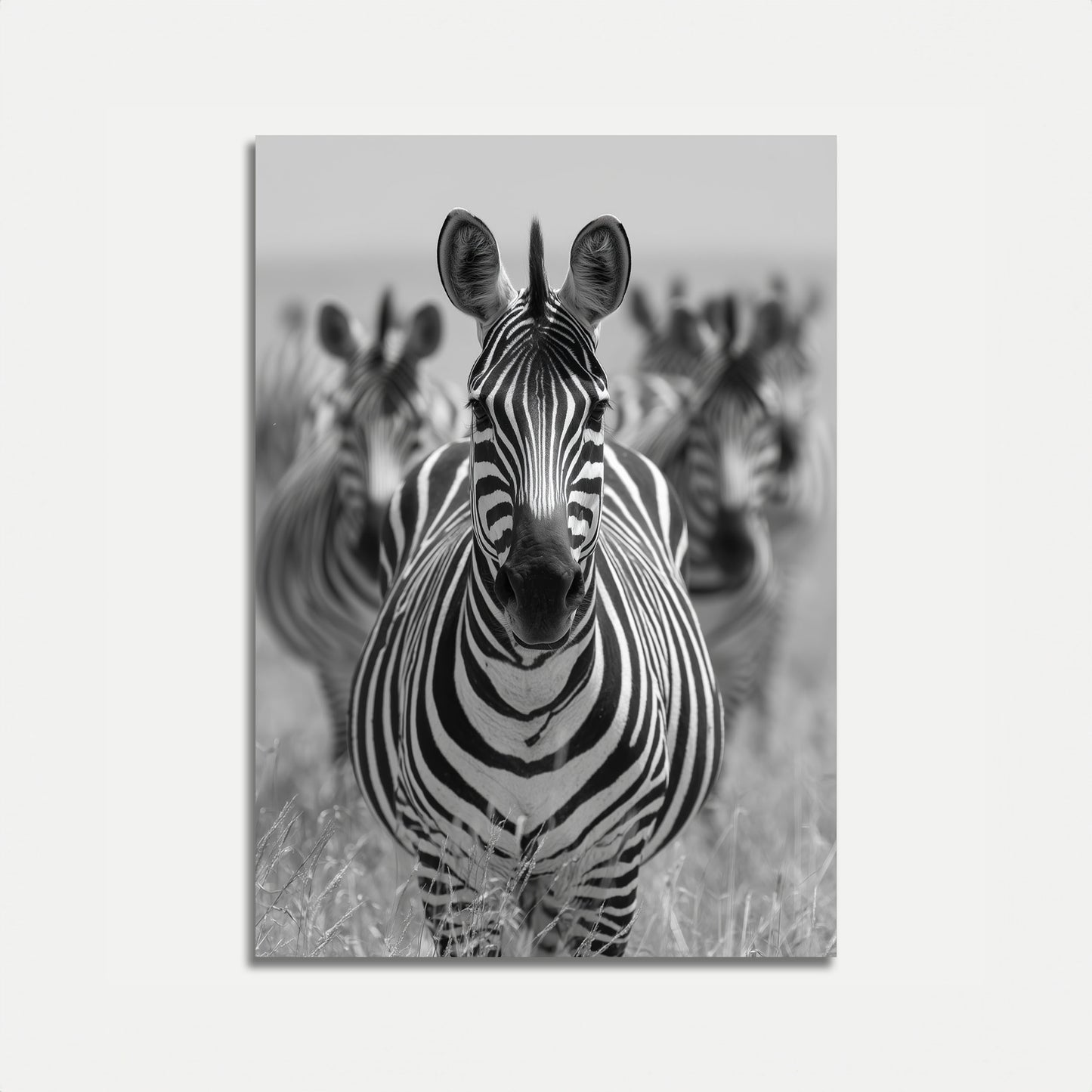 Black and White Zebra Herd Poster