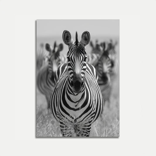 Black and White Zebra Herd Poster