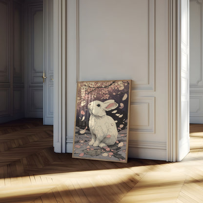 White Rabbit Blossom Garden Poster