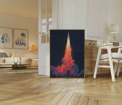 Rocket Launch Celestial Explosion Poster