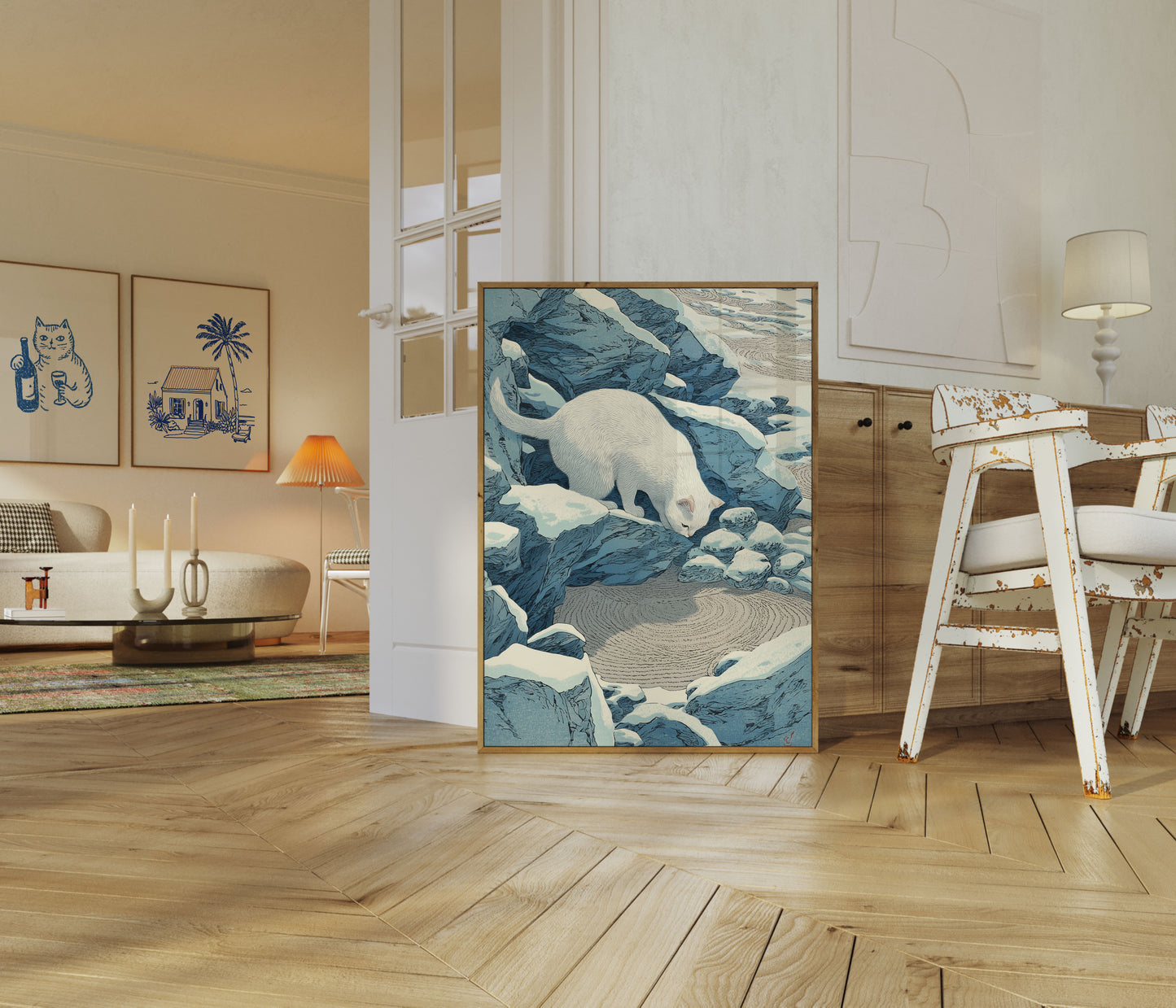 Polar Bear on Icy Rocks Poster