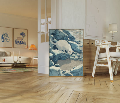 Polar Bear on Icy Rocks Poster