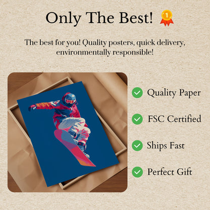 Akční plakát snowboardingu ve vzduchu