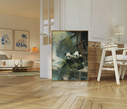 Serene Pandas Bamboo Sanctuary Poster