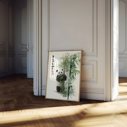 Póster de panda del bosque de bambú