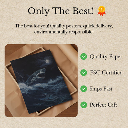 Moonlit Shark Storm Poster