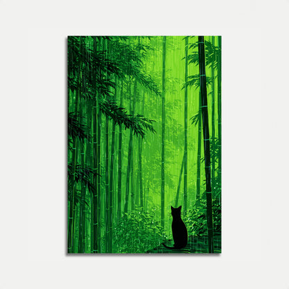 Cartel de Gato en Bosque de Bambú