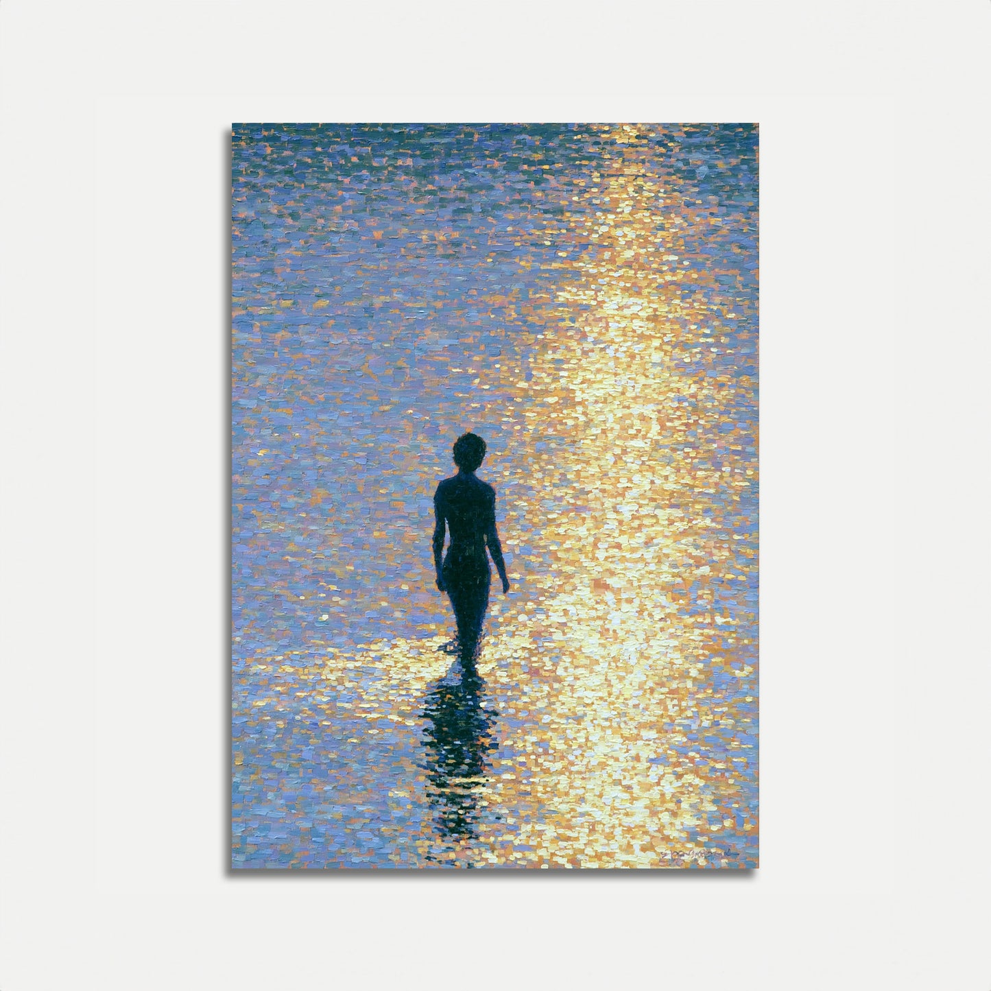 Pôster: Figura Observando Pôr do Sol Dourado