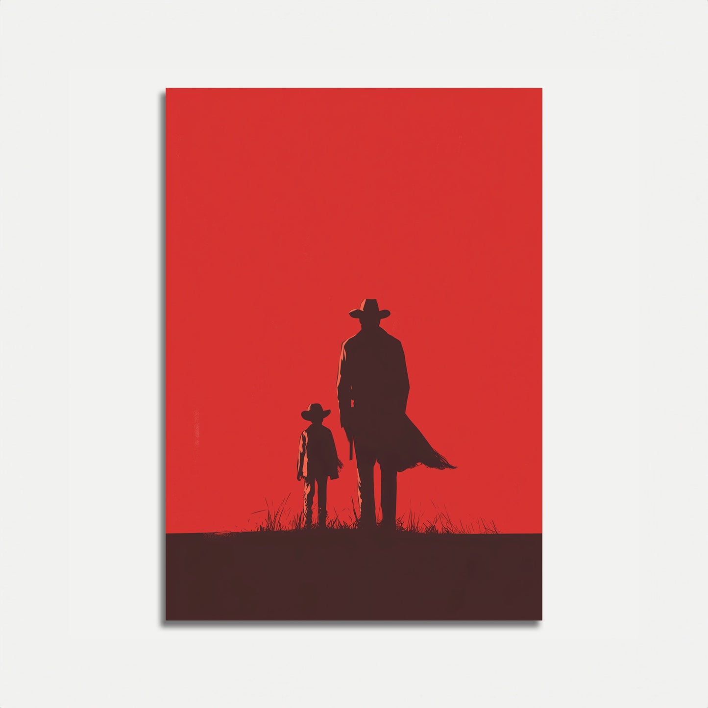 Cowboy Sunset Silhouette Poster