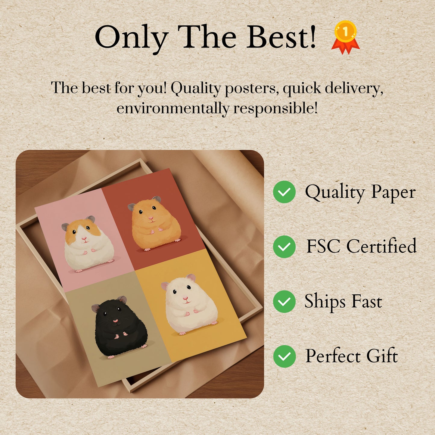 Kleurrijke Gedrongen Hamster Kwartet Poster