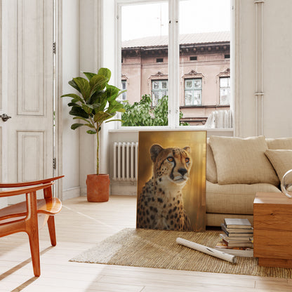 Póster de la majestuosidad del guepardo en la hora dorada