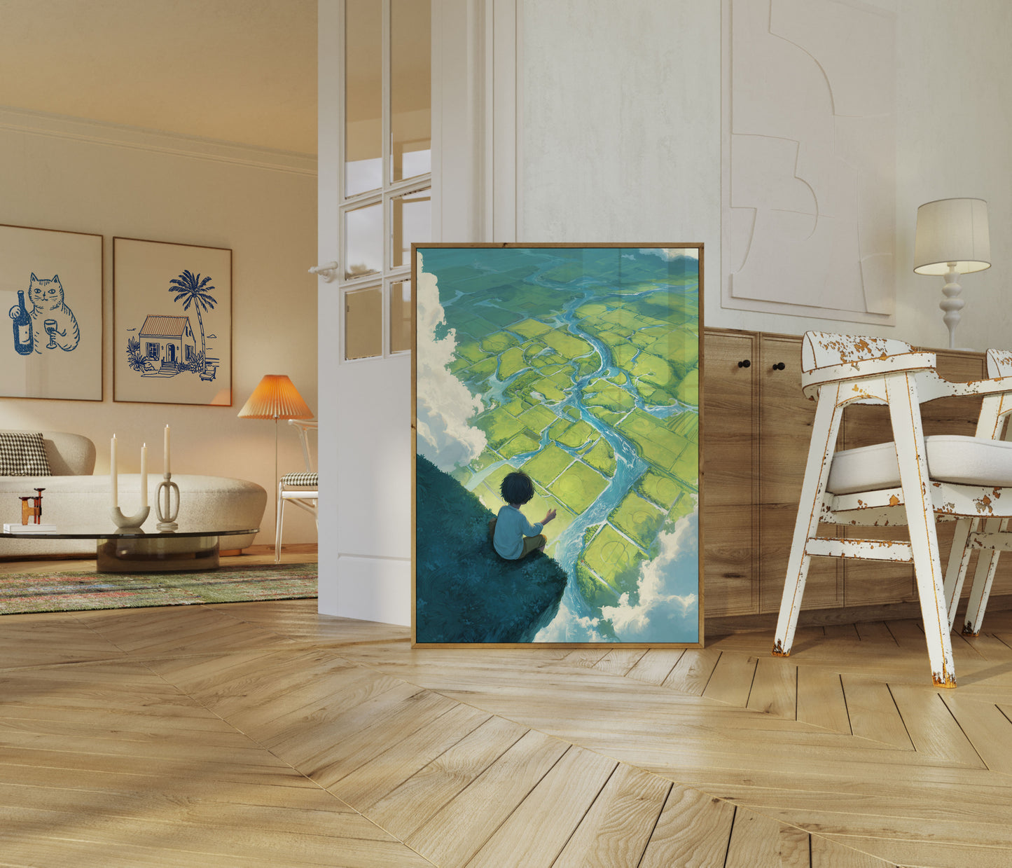 Krajobraz Doliny Rzecznej z Lotu Ptaka Plakat