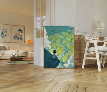 Krajobraz Doliny Rzecznej z Lotu Ptaka Plakat