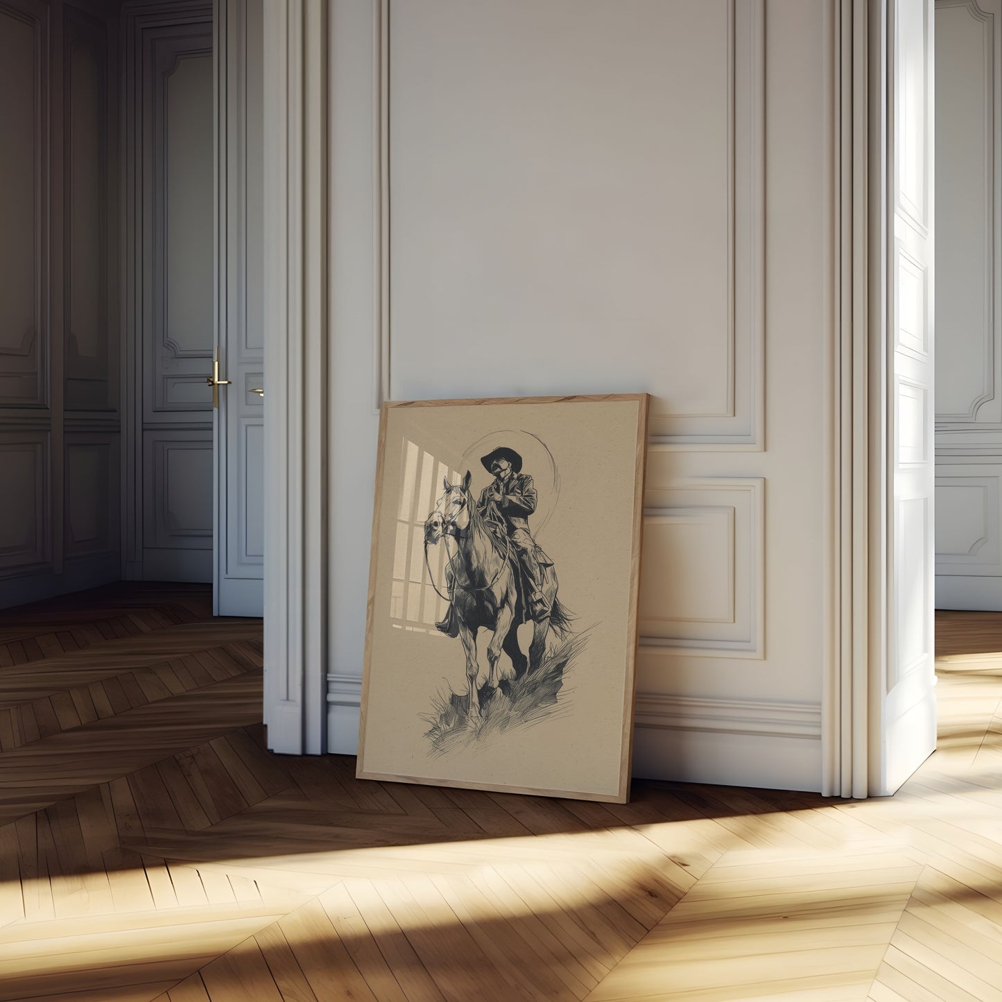 Einsamer Cowboy auf Pferd Poster