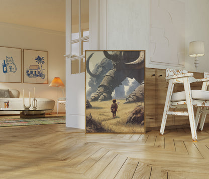 Plakat med barn og kjempeelefant